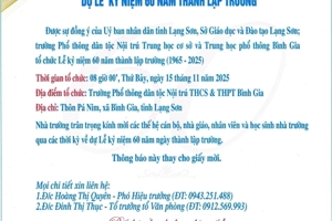 Thư mời dự Lễ Kỷ niệm 60 năm Ngày thành lập trường